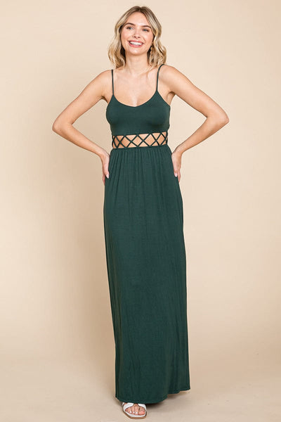 Cut Out Waist Jersey Maxi Dress