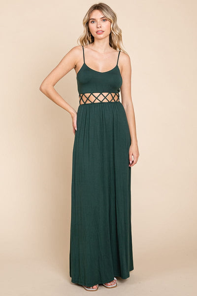 Cut Out Waist Jersey Maxi Dress