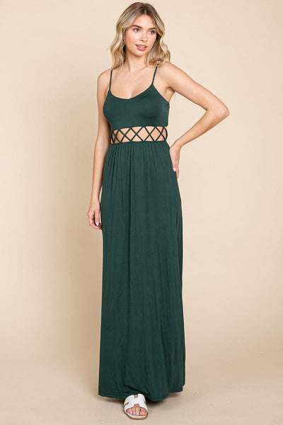 Cut Out Waist Jersey Maxi Dress