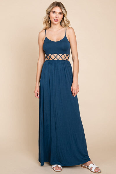 Cut Out Waist Jersey Maxi Dress