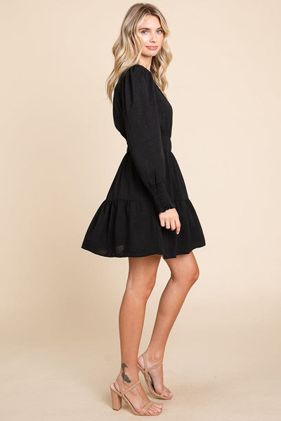 Long Sleeve Smocked Tiered Mini Dress