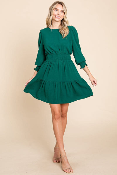 Long Sleeve Smocked Tiered Mini Dress