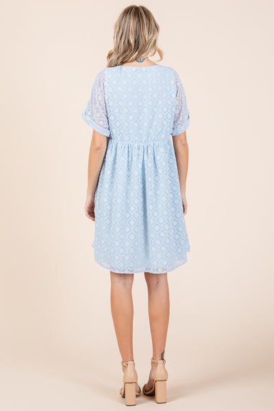 V Neck Geometric Print Babydoll A line Mini Dress
