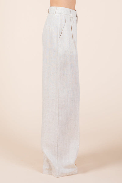 Linen Vest and Wide Leg Pants Two Piece Set