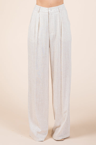 Linen Vest and Wide Leg Pants Two Piece Set