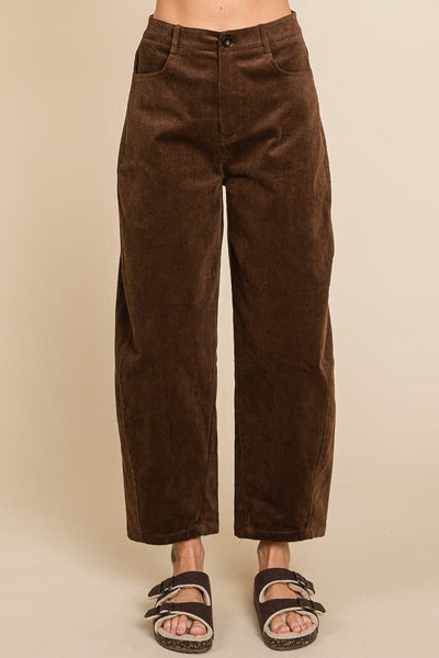 Corduroy Wide Leg Horseshoe Relaxed Fit Pants