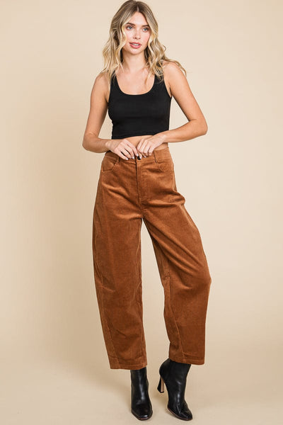 Corduroy Wide Leg Horseshoe Relaxed Fit Pants