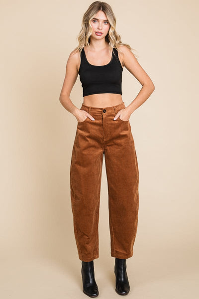 Corduroy Wide Leg Horseshoe Relaxed Fit Pants