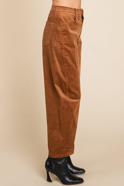 Corduroy Wide Leg Horseshoe Relaxed Fit Pants