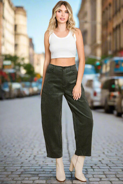 Corduroy Wide Leg Horseshoe Relaxed Fit Pants