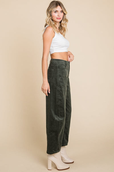 Corduroy Wide Leg Horseshoe Relaxed Fit Pants