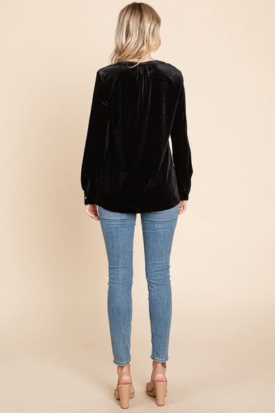 Button Down Long Sleeve Velvet Shirts Tops