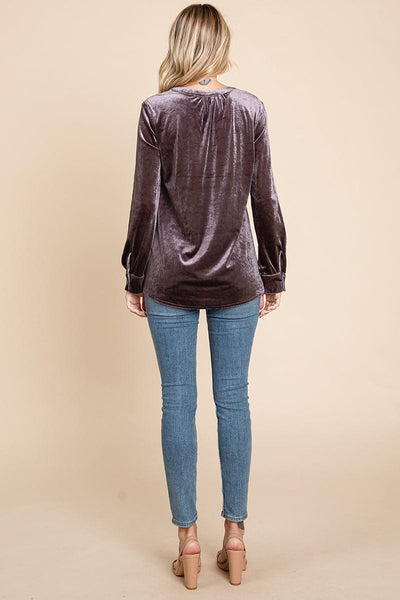 Button Down Long Sleeve Velvet Shirts Tops