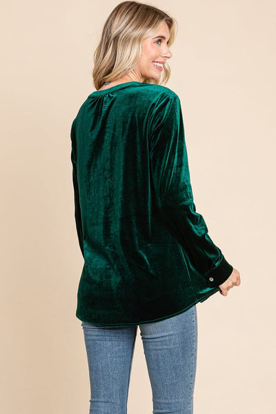 Button Down Long Sleeve Velvet Shirts Tops