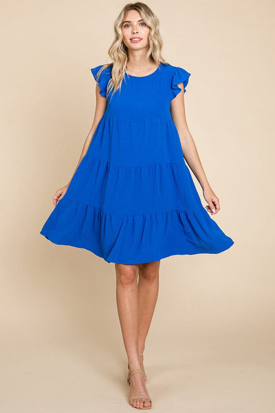 Tiered Babydoll Ruffle Sleeve Dress, S-3X