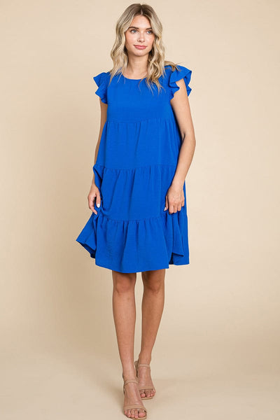 Tiered Babydoll Ruffle Sleeve Dress, S-3X