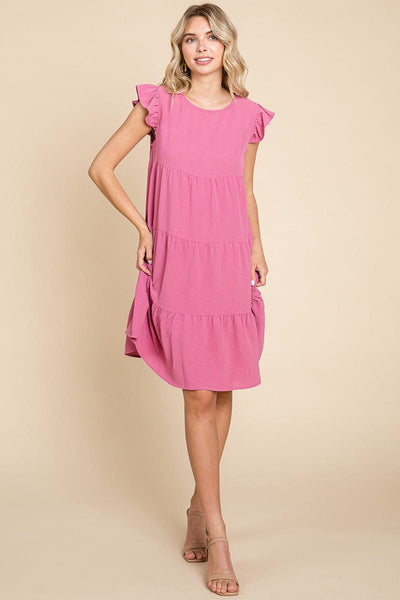 Tiered Babydoll Ruffle Sleeve Dress, S-3X