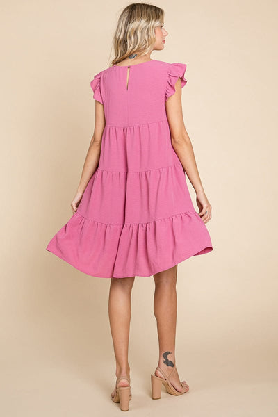 Tiered Babydoll Ruffle Sleeve Dress, S-3X