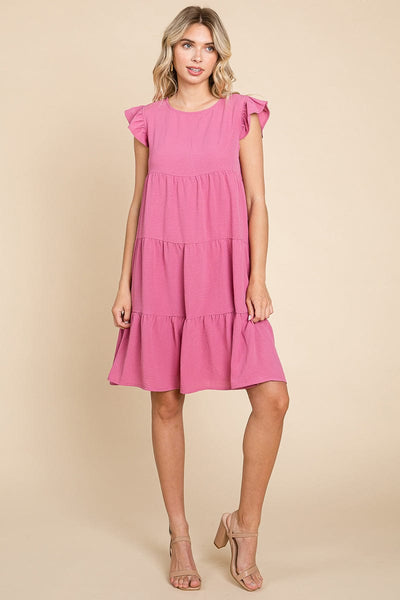 Tiered Babydoll Ruffle Sleeve Dress, S-3X