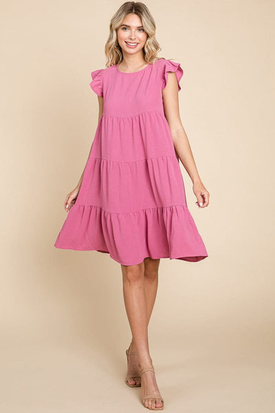 Tiered Babydoll Ruffle Sleeve Dress, S-3X