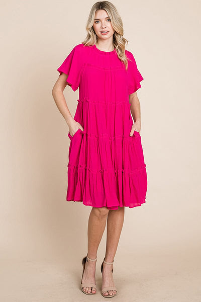 Tiered Babydoll Dress with Pockets