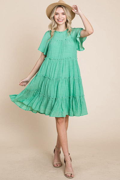 Tiered Babydoll Dress with Pockets