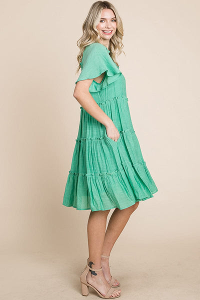 Tiered Babydoll Dress with Pockets