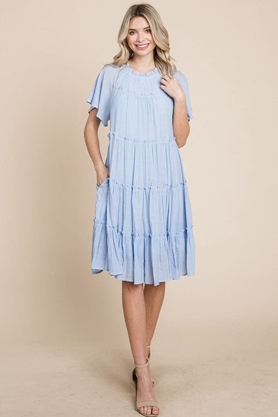 Tiered Babydoll Dress with Pockets