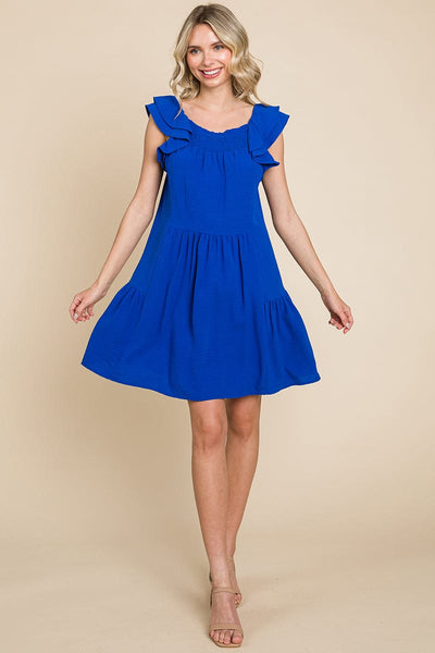 Smocked Ruffle Sleeve Off Shoulder Dress