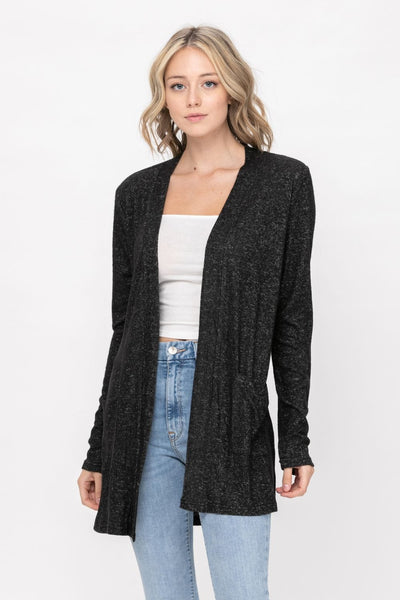 Basic Open Front Long Sleeve Soft Knit Cardigan Sweater Lightweight with Pockets