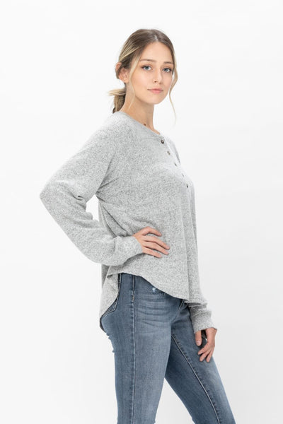 Long Sleeve Henley Knit Tops Casual Crew Neck Thermal Sweater T Shirts with Buttons