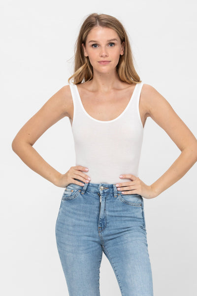 Sleeveless Sexy Scoop Neck Tank Top Button Down Ribbed Bodysuits