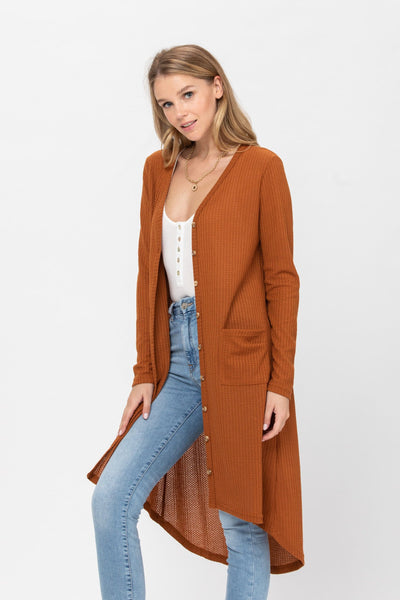 Long Sleeve Button Down Solid Color Knit Cardigans with Pockets