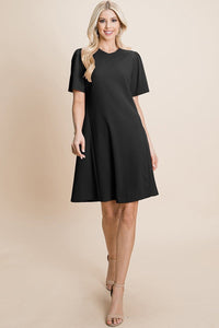 Casual Loose Mini Dress V-Neck Short Sleeve Shift Dress