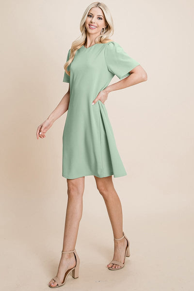 Casual Loose Mini Dress V-Neck Short Sleeve Shift Dress