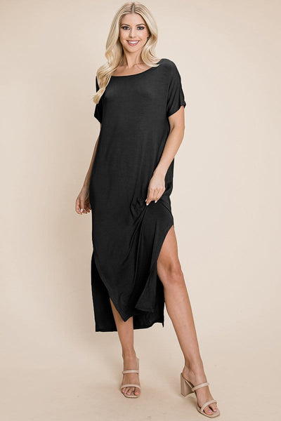 Side Split Maxi Tee Dress