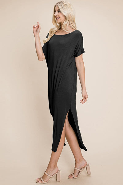 Side Split Maxi Tee Dress