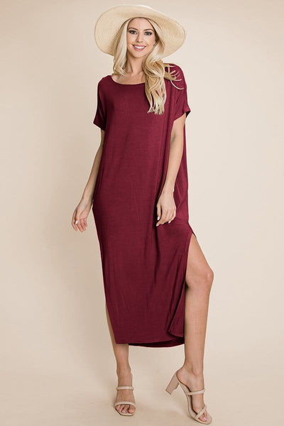 Side Split Maxi Tee Dress