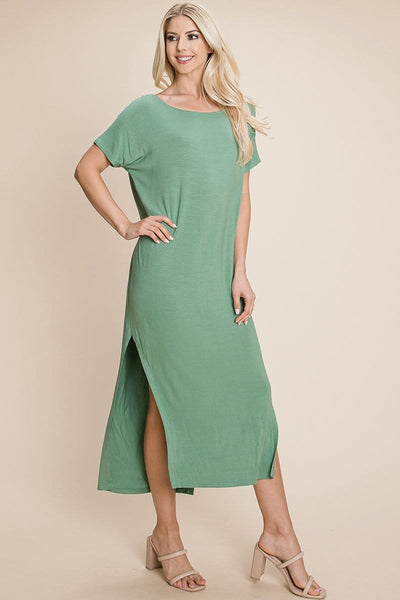 Side Split Maxi Tee Dress