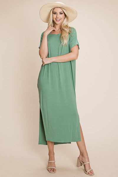 Side Split Maxi Tee Dress