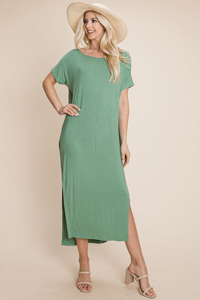 Side Split Maxi Tee Dress