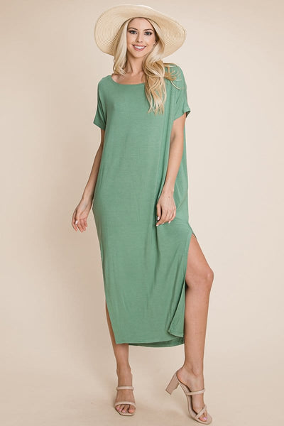 Side Split Maxi Tee Dress