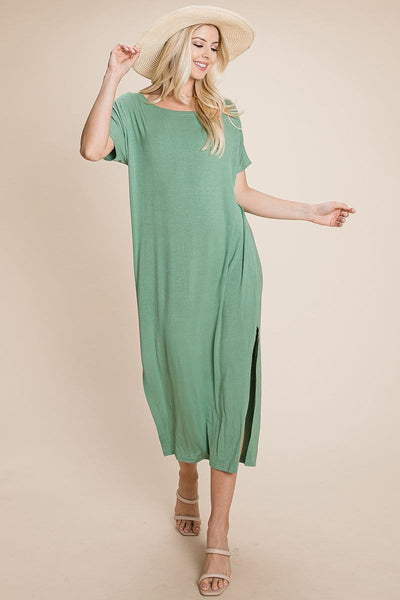 Side Split Maxi Tee Dress