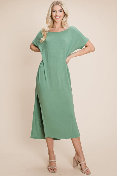 Side Split Maxi Tee Dress