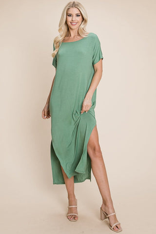 Side Split Maxi Tee Dress