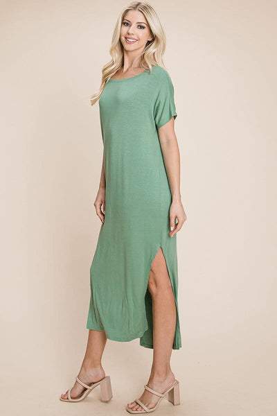 Side Split Maxi Tee Dress