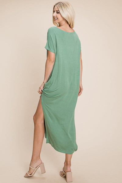 Side Split Maxi Tee Dress