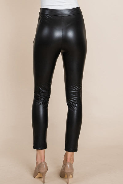 Slit Hem Faux Leather Pants Leggings