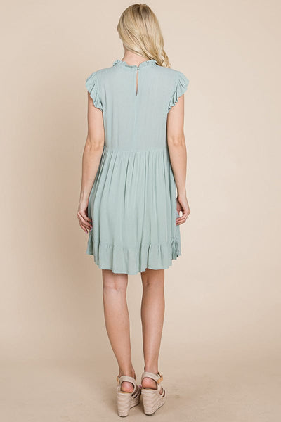 Ruffled Sleeveless Babydoll dress with pockets