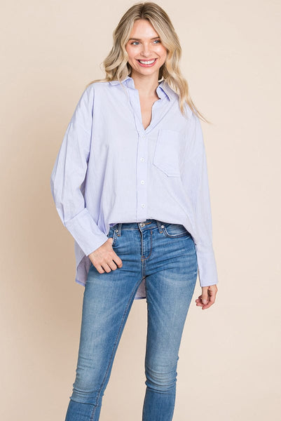 Low Shoulder Button up Cotton Shirts Blouse